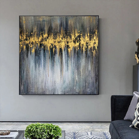 Canvas Oil Painting Frameless Acrylic Pigment 100% Handmade Yellow Modern Abstract Wall Decoration Art For Home Hotel Restaurant Peaceful Pleasures Health and Wellness