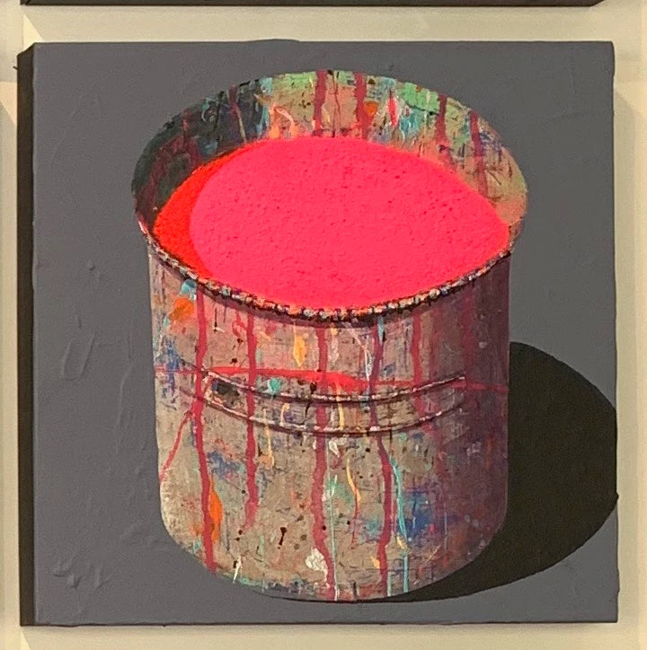 Hand-painted Oil Painting Paintings of Stephane Braud, Acrylic Painting, Paint Bucket with Paint Framed, Ready to Hang Peaceful Pleasures Health and Wellness Scarlet 35x35cm
