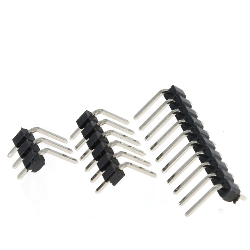 10PCS 2.54mm Single Row Right Angle PCB Board Copper Pin Header Connector Male Pinheader 1*3/4/10/12/15/40Pin for Arduino Peaceful Pleasures Health and Wellness