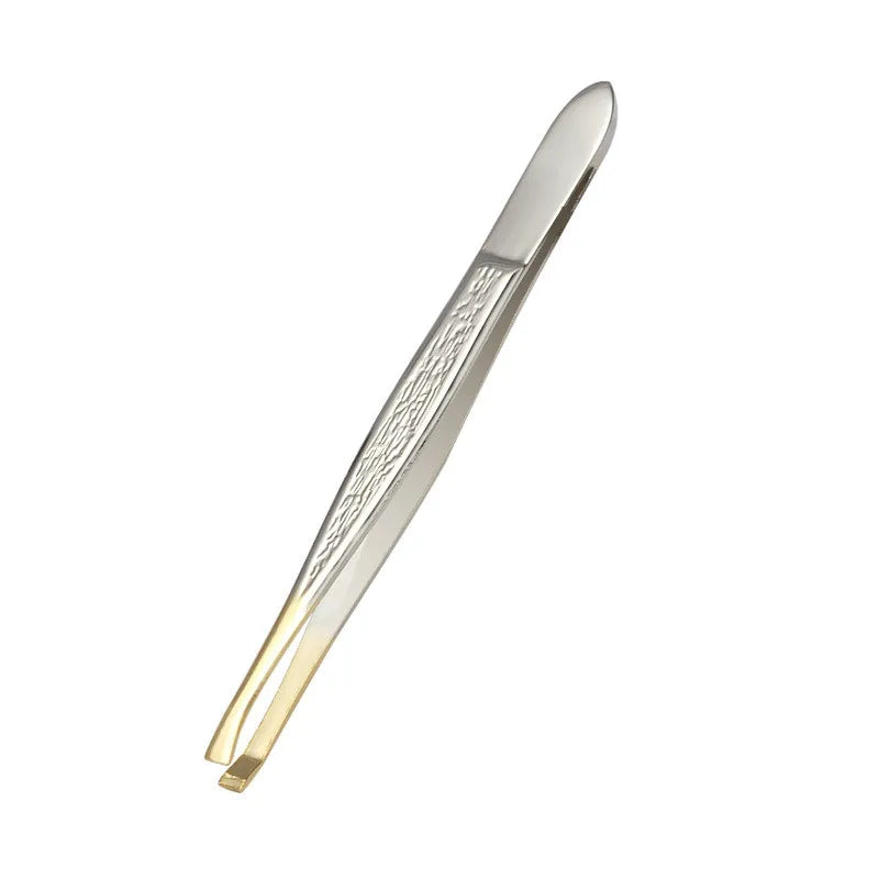Stainless Steel Eyebrow Tweezers – Slant & Flat Tip
