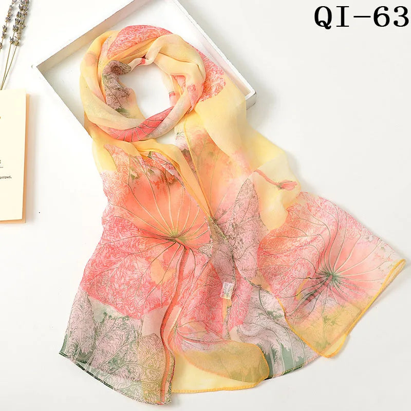 Multiple Lotus Leaf Flower Chiffon Georgette Bandana Scarf Women