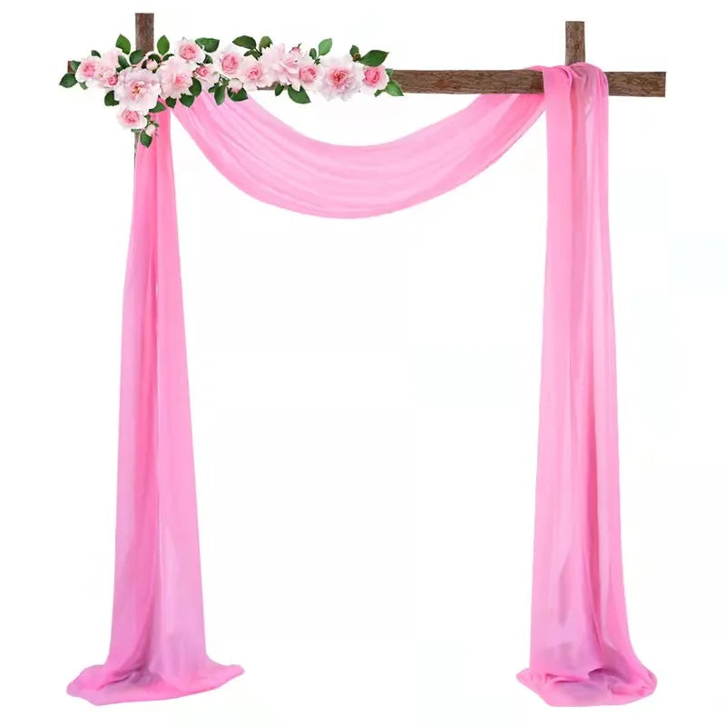 Wedding Arch Drapes Window Scarf Valance Chiffon Sheer Curtain Fabric Drapery for Arbor Canopy Bed Ceremony Party Stage Backdrop Peaceful Pleasures Health and Wellness Arch Drapes Red 70W X 550 L CM 1PC