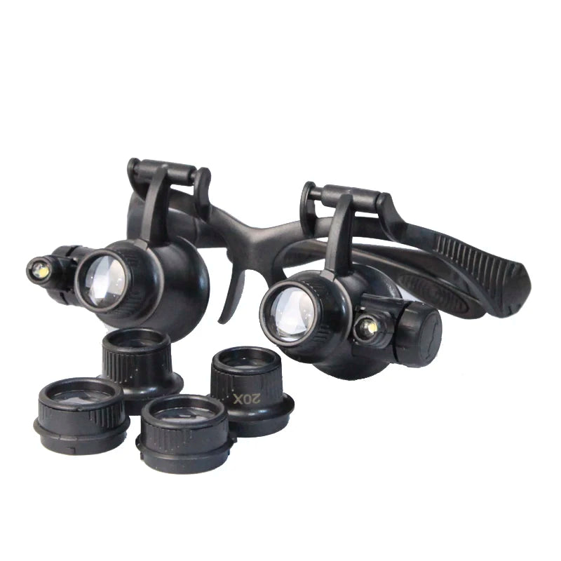 Magnifying Glasses Reading Illuminated Magnifier 2 Lights Head Loupe with Detachable Lenses for Jewelry Watch Electronic Repair Peaceful Pleasures Health and Wellness