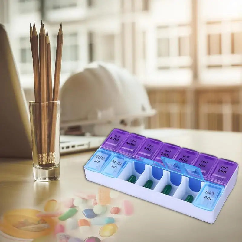 14 Grids Pill Box Case 7 Days Weekly Pill Case Medicine Tablet Dispenser Organizer Pill Box Splitters Pill Storage Container Peaceful Pleasures Health and Wellness