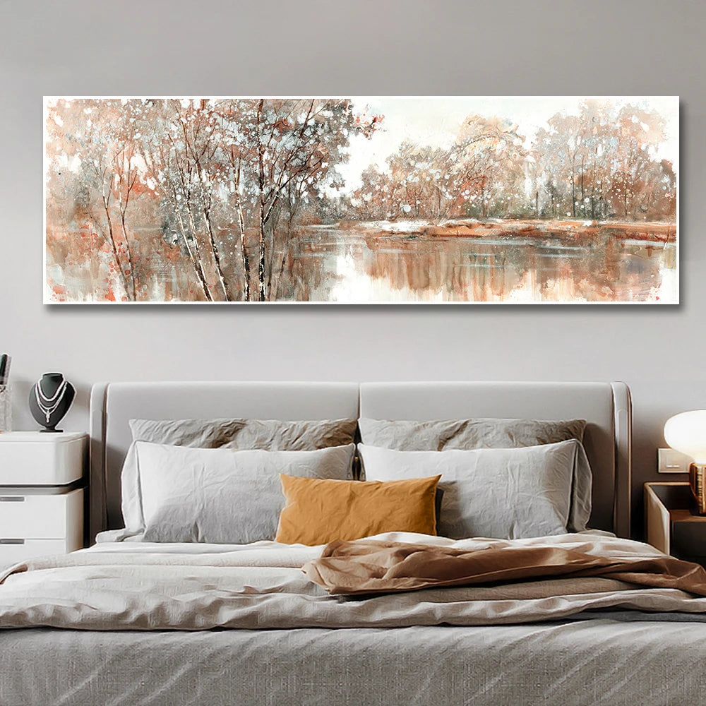 Abstract Landscape Oil Painting Posters and Prints Wall Art Canvas Painting Trees and Lakes Pictures for Living Room No Frame Peaceful Pleasures Health and Wellness