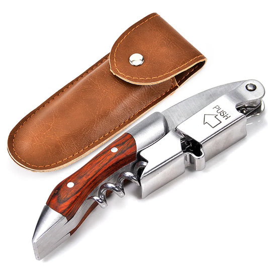 Wine Opener, Professional Waiters Corkscrew, PU Bag, Bottle Opener and Foil Cutter Gift for Wine Lovers Peaceful Pleasures Health and Wellness