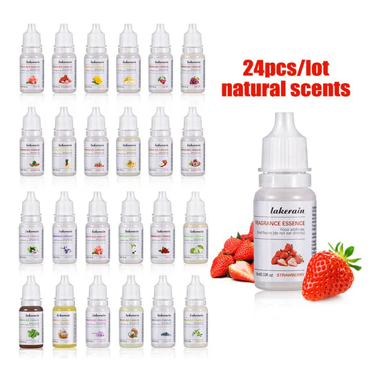 24Pcs Scents Natural Flavoring Oil Long Lasting Fragrance Essencei Oil for Lip Gloss DIY Lipgloss Base Gel Candle Soap Making Peaceful Pleasures Health and Wellness