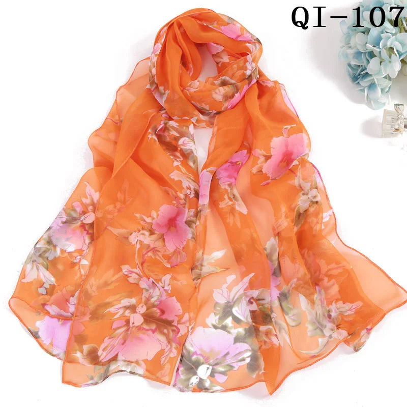 Multiple Lotus Leaf Flower Chiffon Georgette Bandana Scarf Women