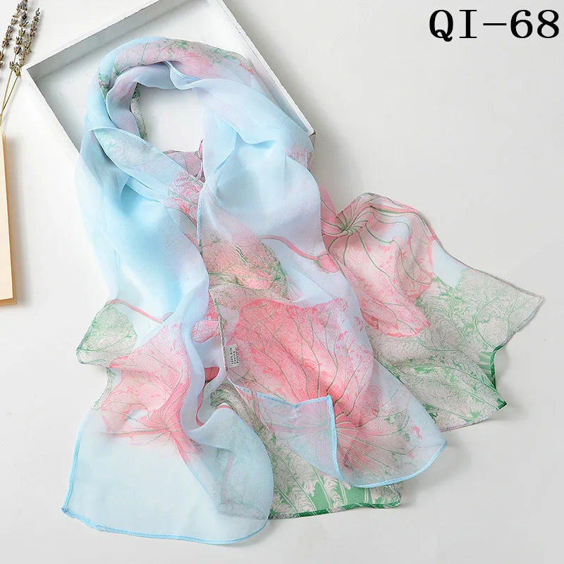 Multiple Lotus Leaf Flower Chiffon Georgette Bandana Scarf Women