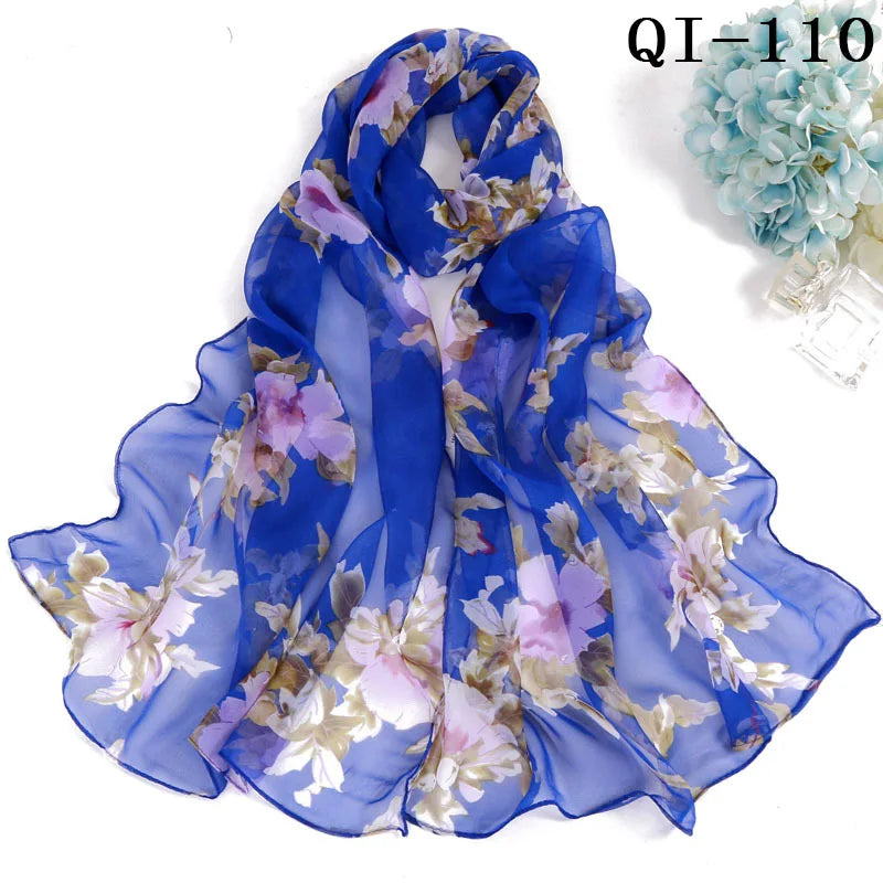 Multiple Lotus Leaf Flower Chiffon Georgette Bandana Scarf Women