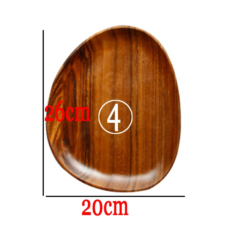 Irregular Oval Solid Acacia Wood Serving Plate & Tray | Natural Grain – Fruit, Dessert, Charcuterie & Tea