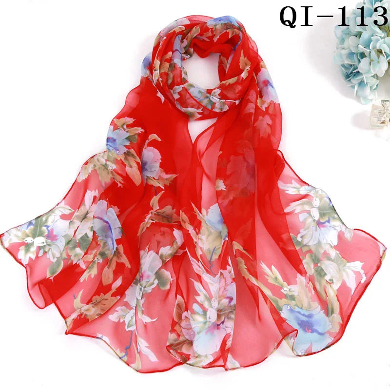 Multiple Lotus Leaf Flower Chiffon Georgette Bandana Scarf Women