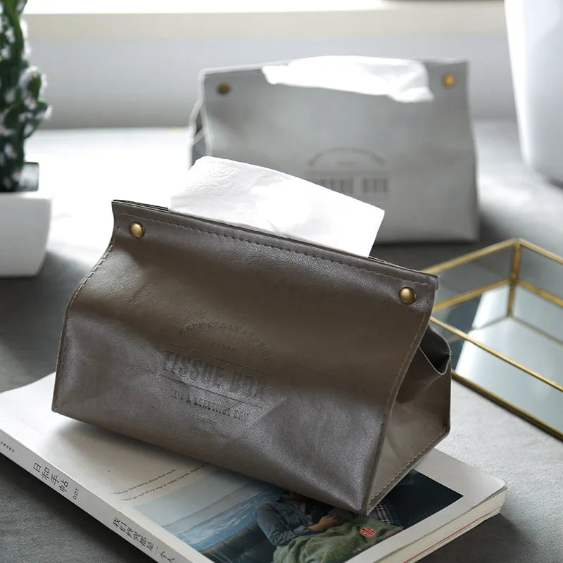 PU Leather Tissue Box & Napkin Holder – Portable Elegant Container for Home, Car & Office | 5 Colors