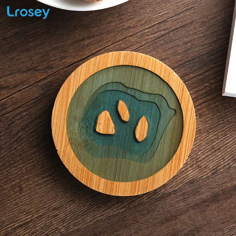Bamboo Art Coaster | Non-Slip Heat-Resistant Cup Mat Round