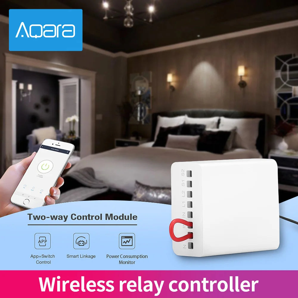 Aqara Two-way Control Module Wireless Relay Switch Controller 2 Channels Work For MiJia Mi Home App HomeKit Smart Timer Peaceful Pleasures Health and Wellness