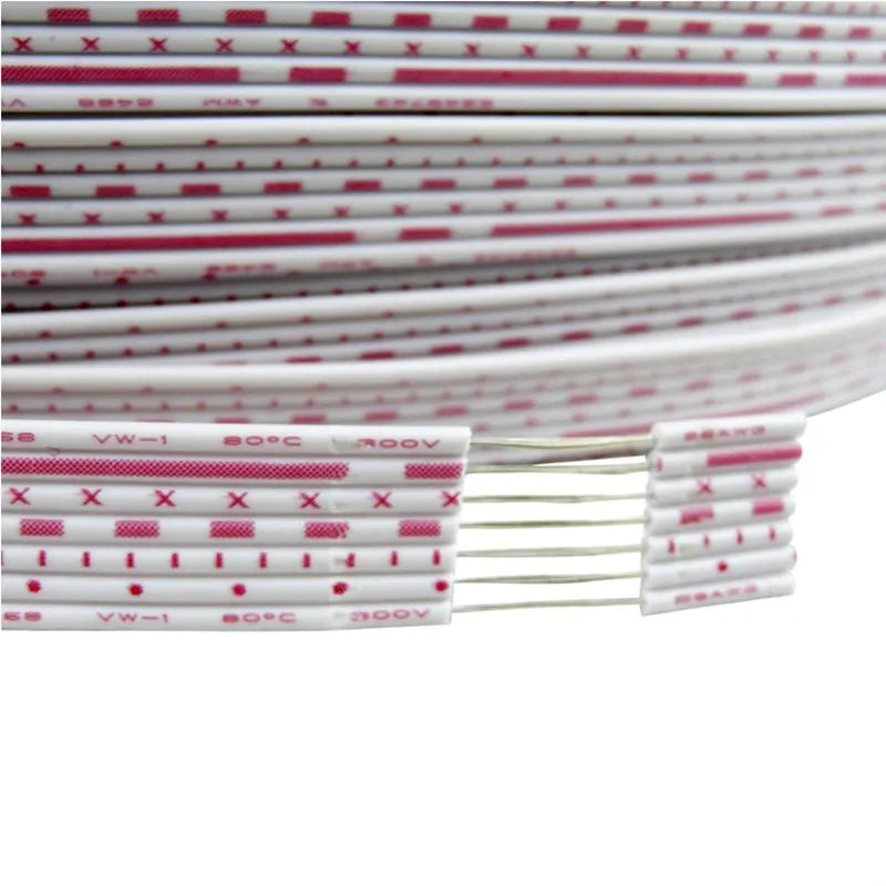 1 meter UL2468 Flat Ribbon Cable 26AWG LED Display Screen 2.54mm Red And White PVC Ribbon Cable 4P 5P 6P 7P 8P 9P 10P 12P Peaceful Pleasures Health and Wellness