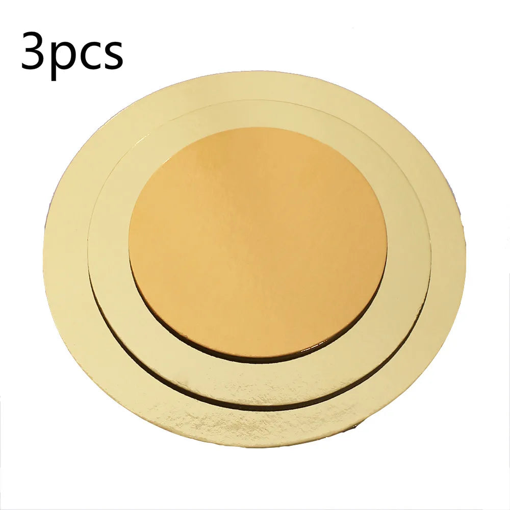 6/8/10inch Round Cake Board Circle Base Cupcakes Stand Paper Cases Liners Party Pastry Baking Mat Decorations Peaceful Pleasures Health and Wellness 3pcs Gold