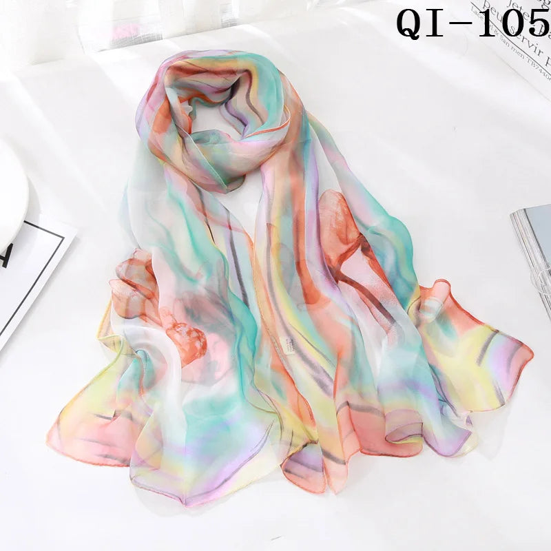 Multiple Lotus Leaf Flower Chiffon Georgette Bandana Scarf Women