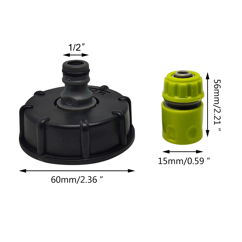 1000L IBC Tank Adapter Plastic IBC Tote Tank Connector Fitting Ton Barrel Accessories Black Peaceful Pleasures Health and Wellness