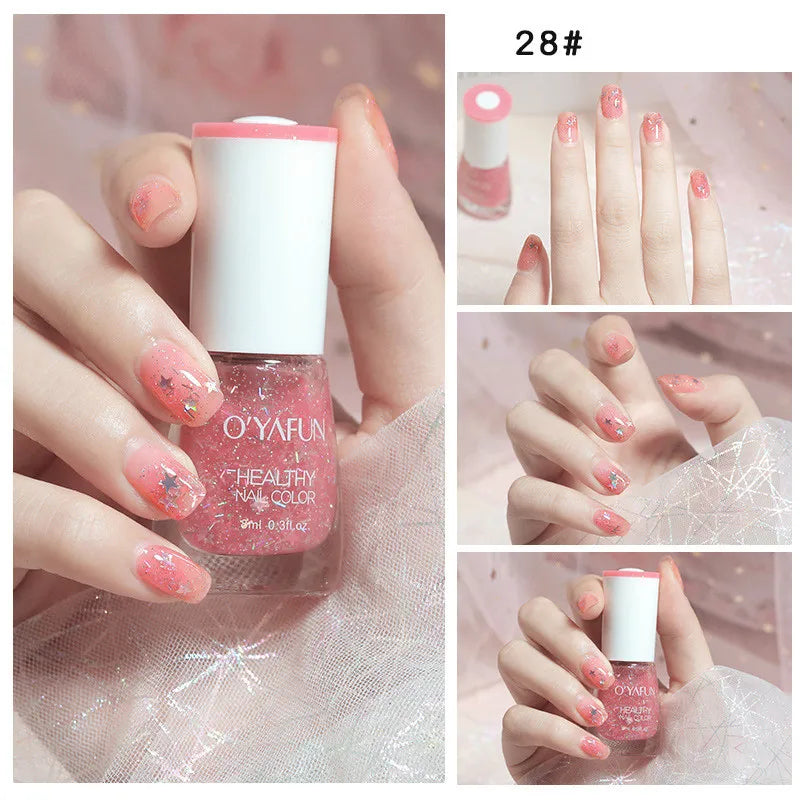 Quick-Dry Tearable Nail Polish | Glitter Matte Waterproof 40 Colors