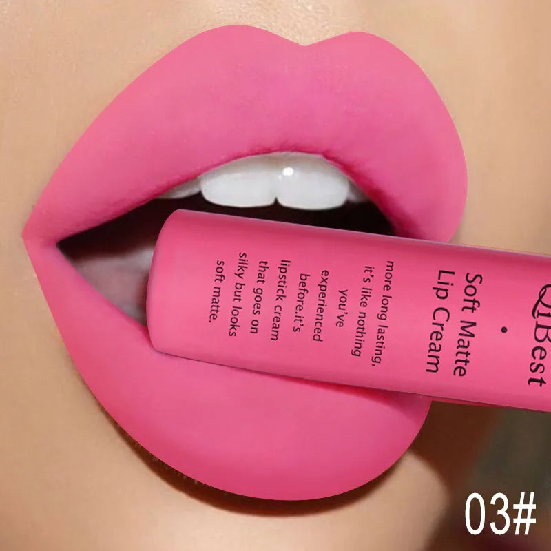 QIBEST Sexy Long Lasting Velvet Matte Lip Gloss Liquid Lipstick Lip Makeup Women Beauty Red Nonstick Cup Waterproof Lipgloss Peaceful Pleasures Health and Wellness 3