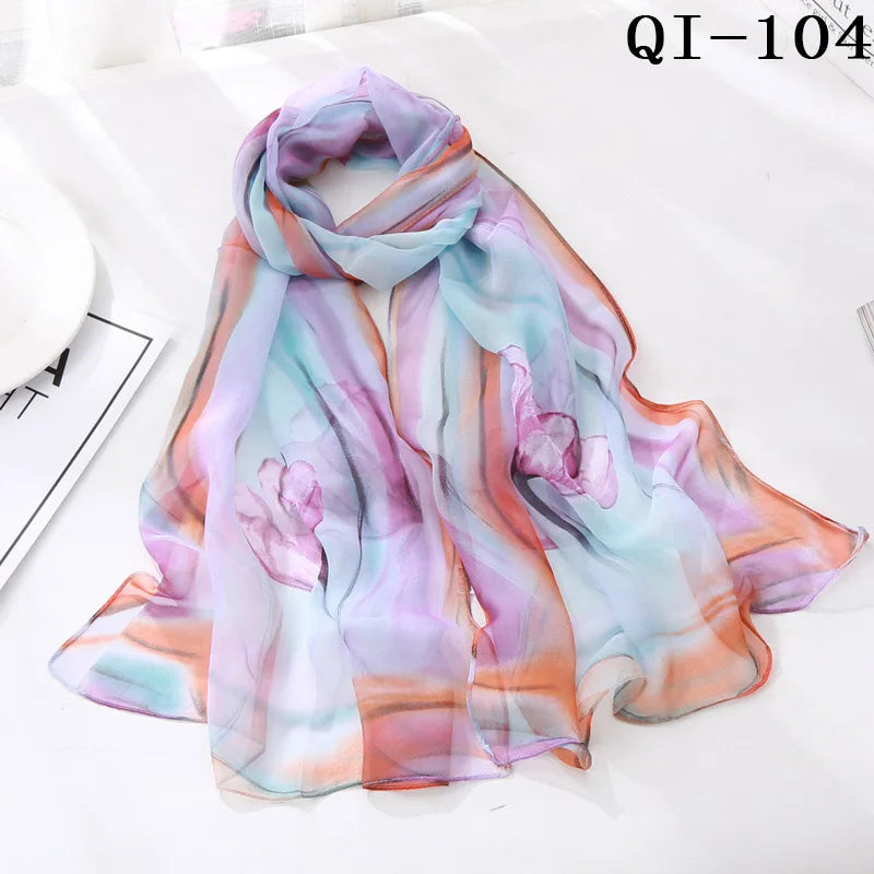 Multiple Lotus Leaf Flower Chiffon Georgette Bandana Scarf Women