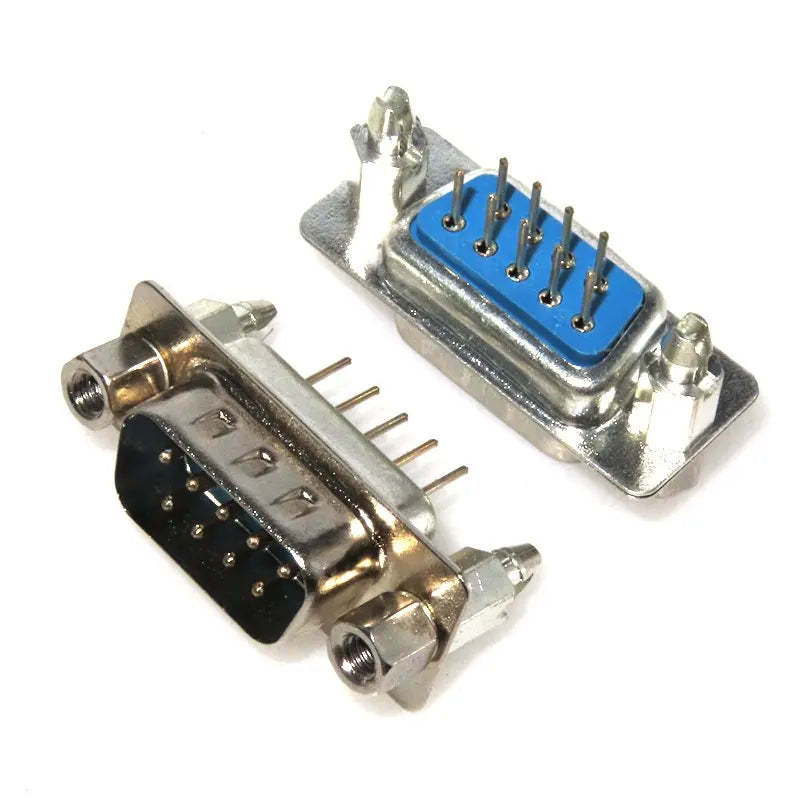 10Pcs Male/Female Blue Straight Pin DB9 D-sub PCB Mount RS232 Serial Port Connector Socket With Screw Nuts Peaceful Pleasures Health and Wellness