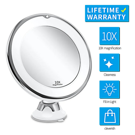 LED Lighted Makeup Mirror – 10x Magnifying & Double-Sided LED Vanity Mirror Oasis Select