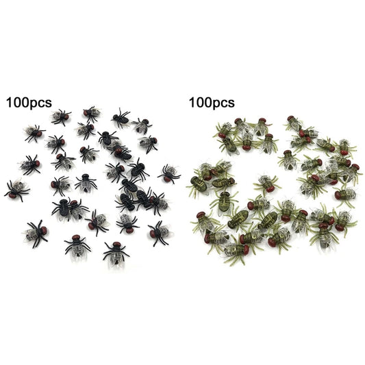 100 Pcs Fake Flies Plastic Bug Prank Toys | Halloween Party Prank Novelty Toys Peaceful Pleasures Health and Wellness