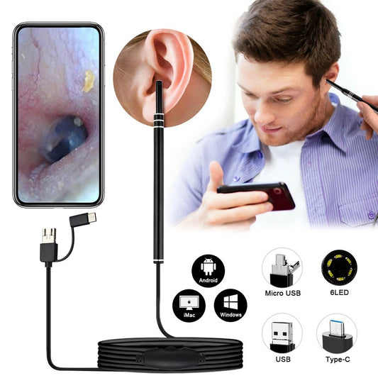 Visible Earpick Medical Otoscope Waterproof Camera Earwax Visual Oral Inspection Ear Spoon Support Android PC Ear Cleaning Tool Peaceful Pleasures Health and Wellness