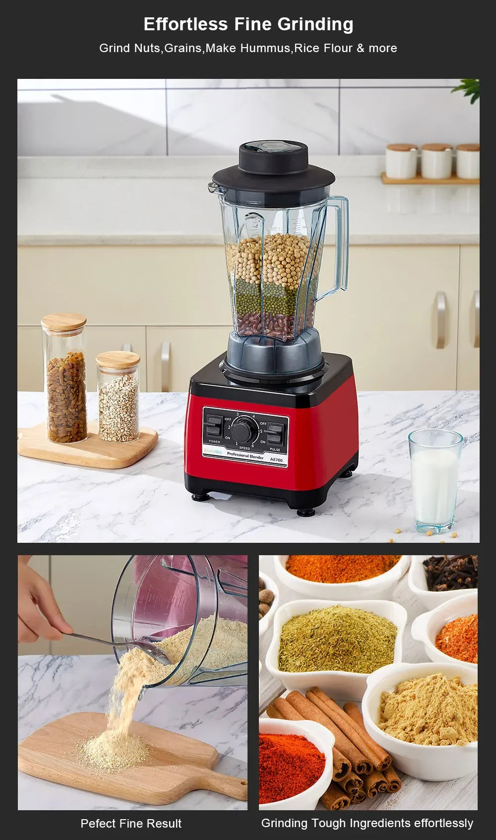 BPA Free Heavy Duty Commercial Grade Blender | 2200W Peak Power Blenders Peaceful Pleasures Health and Wellness