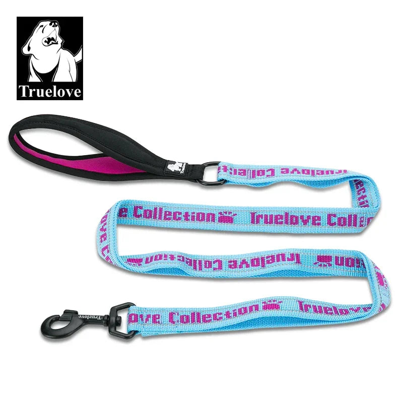 Truelove Pet Leash Nylon Explosion-proof Reflective for Cat and Dog Small Medium Large Travel Cross Walking Training TLL3071 Peaceful Pleasures Health and Wellness Sky blue-Fuchsia L China Mainland