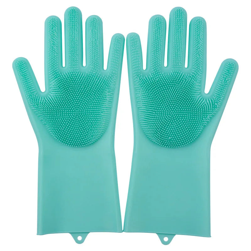 2PCS Multifunction Silicone Cleaning Gloves Magic Silicone Dish Washing Gloves for Kitchen Household Silicone Dishwashing Gloves Peaceful Pleasures Health and Wellness