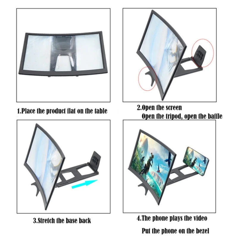 3X 4X Ultra Clear Curved Screen Mobile Phone Magnifying Glass 14 Inch Curved Magnifying Glass Acrylic Blue Lens Peaceful Pleasures Health and Wellness
