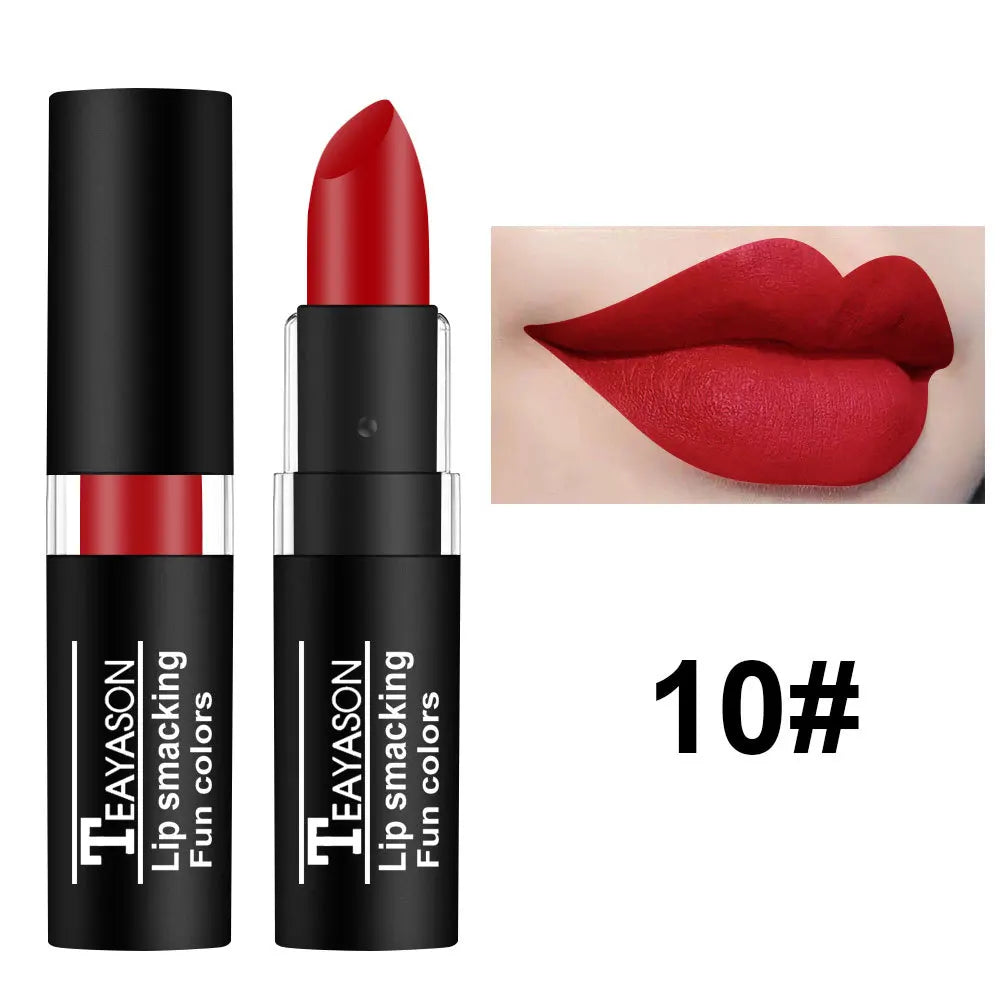 TEAYASON 12-Color Matte Lipstick – Waterproof Long-Lasting