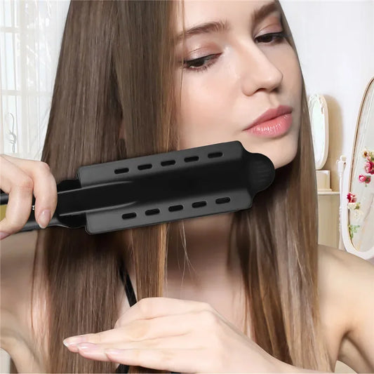 Professional Titanium Alloy Hair Straightener Wide Plate Flat Iron Temperature Adjustable with Venting Hole Straightening Iron Peaceful Pleasures Health and Wellness