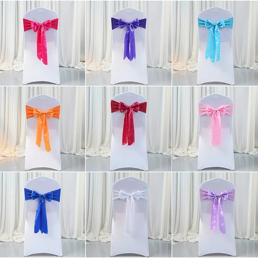 Spandex Chair Sashes, Satin Ribbon Bows for Wedding Events, Banquets Decoration, Elastic Chair Bands with Bow, Many Colors Peaceful Pleasures Health and Wellness