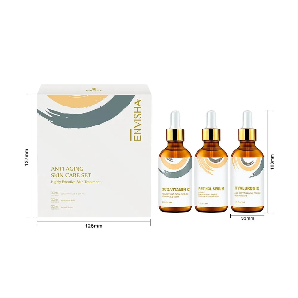 ENVISHA Face Serum Set – Vitamin C, Retinol & Hyaluronic Acid Face Serum Peaceful Pleasures Health and Wellness