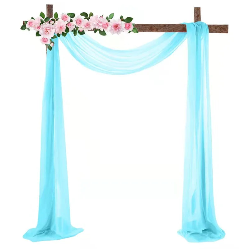 Wedding Arch Drapes Window Scarf Valance Chiffon Sheer Curtain Fabric Drapery for Arbor Canopy Bed Ceremony Party Stage Backdrop Peaceful Pleasures Health and Wellness Arch Drapes Blue 70W X 550 L CM 1PC