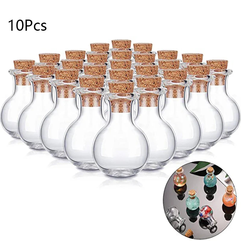 10-Pack Mini Clear Glass Bottles with Cork Stoppers – DIY Crafts