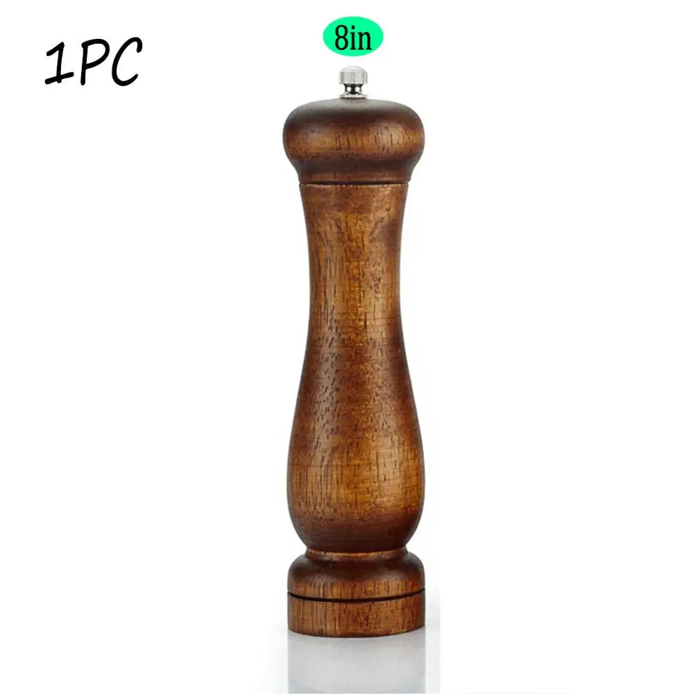 4PC Oak Pepper Grinder Coarse Salt Solid Wooden Oak Pepper Mill Handheld With Adjustable Ceramic Core Manual Kitchen Tools Peaceful Pleasures Health and Wellness 1PC 8inch