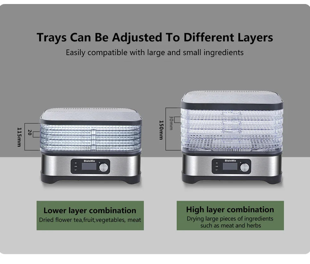 BioloMix Food Dehydrator – 5 BPA-Free Trays, Digital Timer & Temp Control Peaceful Pleasures Health and Wellness