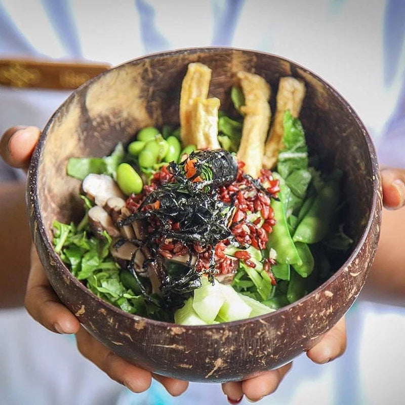 Natural Coconut Shell Bowl – Handcrafted Eco-Friendly Serving Bowl for Fruit, Salad, Rice & Ice Cream