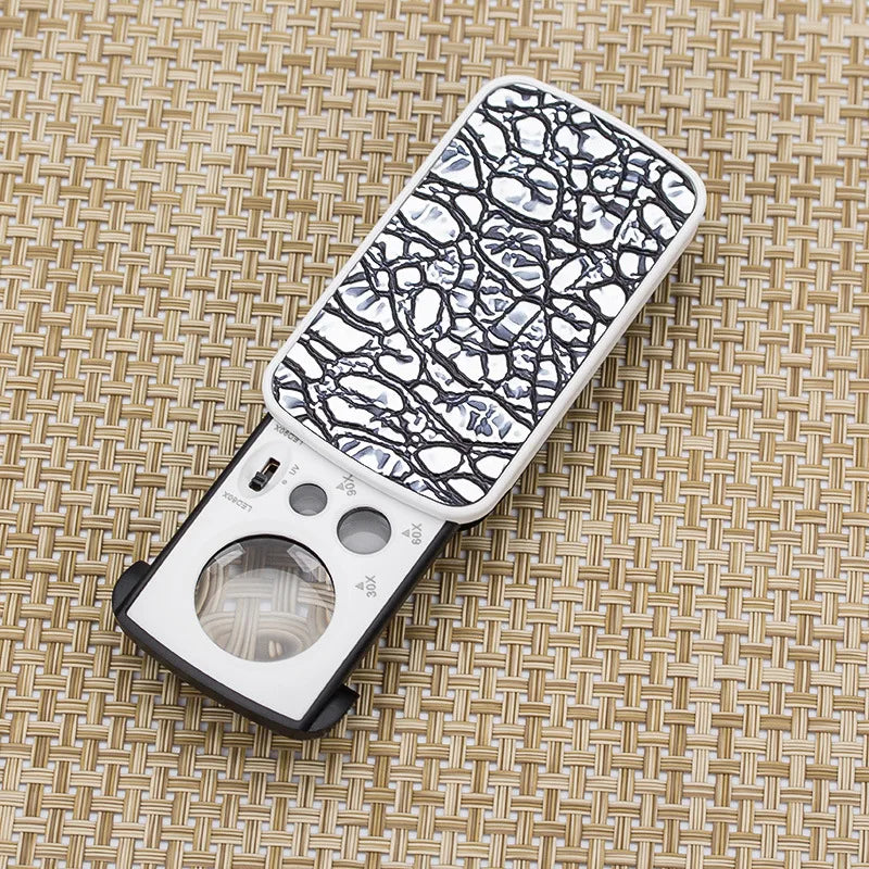 Jewelry Loupe Magnifier 30X 60X 90X LED Lighted Eye Loupe Mini Portable Magnifier With UV Light For Jewelry Peaceful Pleasures Health and Wellness