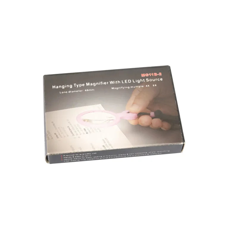 Handheld Portable magnifier with LED Light Hanging Type Reading Magnifying Glass with Rope 4X 10X loupe Double Lens lupa Peaceful Pleasures Health and Wellness