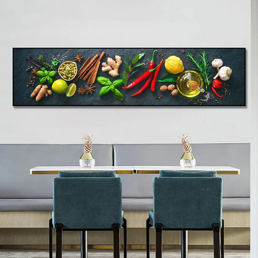 Grains Spices Peppers Food Canvas Art Painting Kitchen Decoration Poster Prints For Dining room Wall Art Pictures Home Art Decor Peaceful Pleasures Health and Wellness