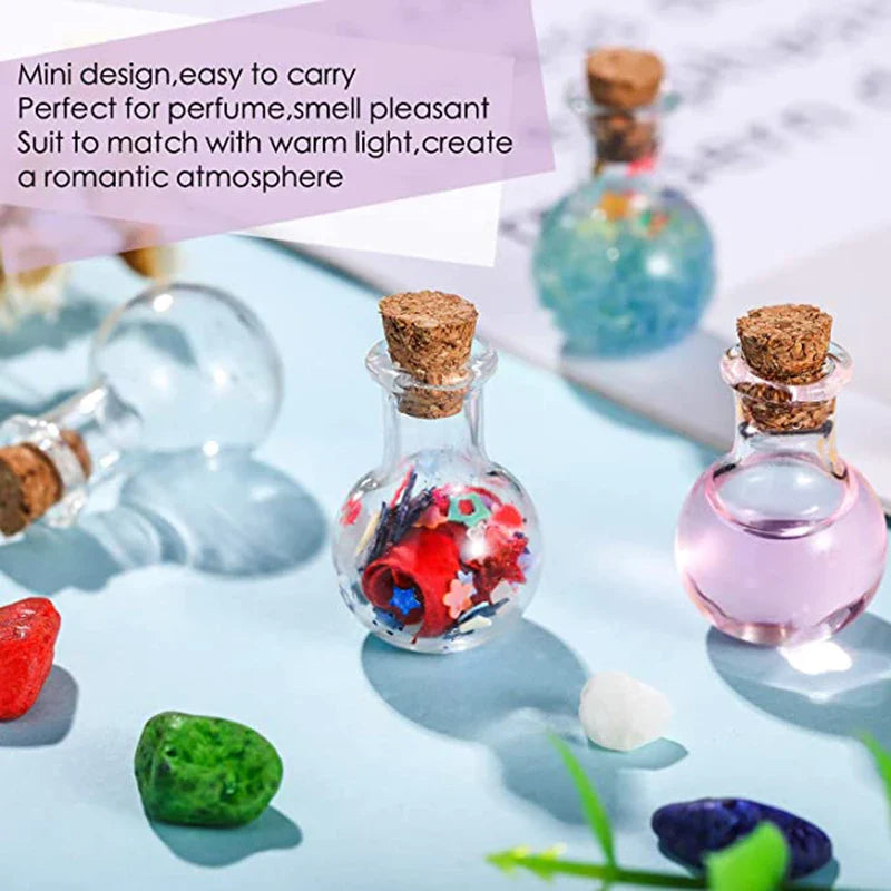 10-Pack Mini Clear Glass Bottles with Cork Stoppers – DIY Crafts