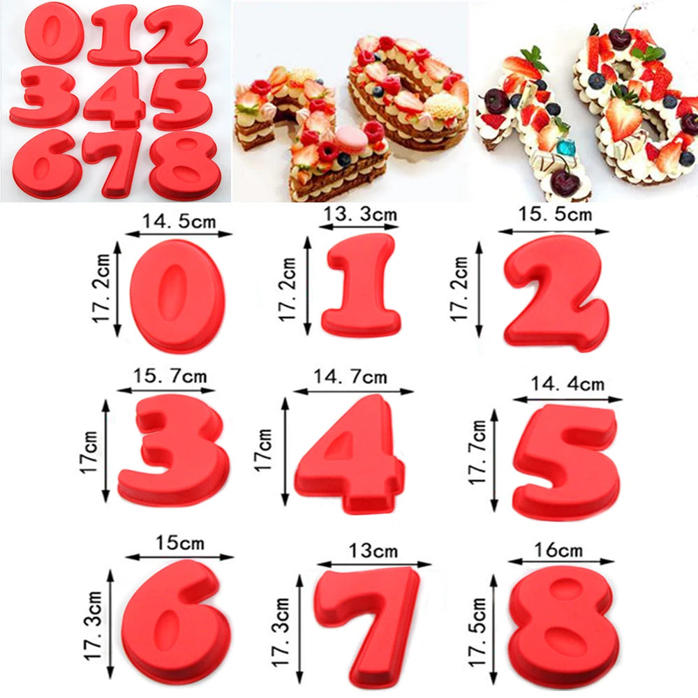 Large Size Silicone Digital 0-9 Cake Mold Cake Numbers Shape Cake Mould Decoration Tool for Wedding Birthday Anniversary Peaceful Pleasures Health and Wellness