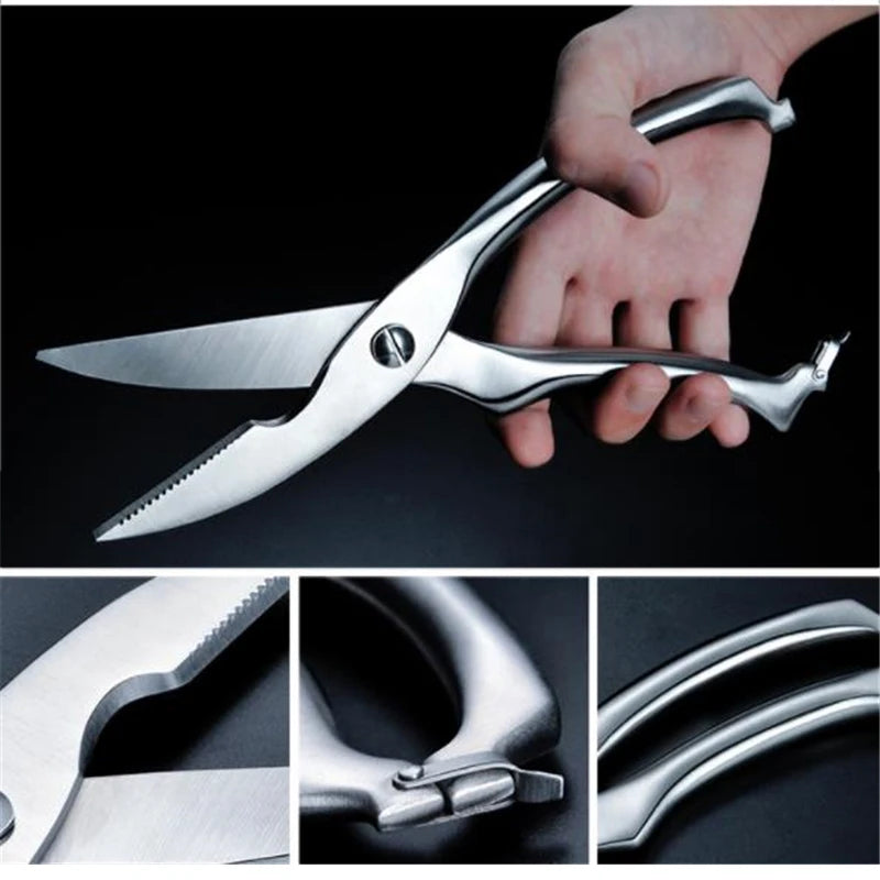Stainless Steel Poultry Kitchen Shears with Safety Lock – Heavy-Duty Scissors for Chicken, Duck, Fish & Meat
