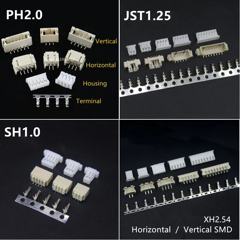 10sets SH1.0 JST1.25 PH2.0 XH2.54 SH/JST/ZH/PH/XH Horizontal / Vertical SMD Pin Header + Housing + Terminal Set 2.54mm Peaceful Pleasures Health and Wellness